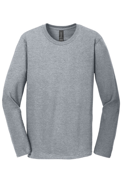 Front View of Sport Grey Gildan Softstyle Long Sleeve T-Shirt. 64400