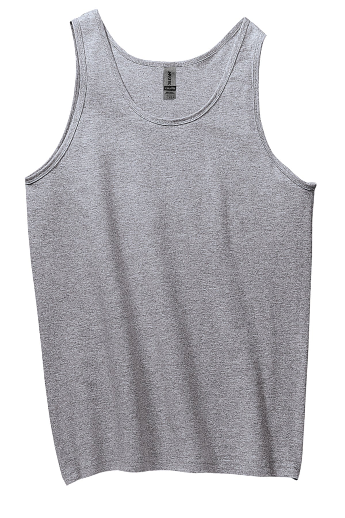 Front View of Sport Grey Gildan - Ultra Cotton 100% US Cotton Tank Top. 2200