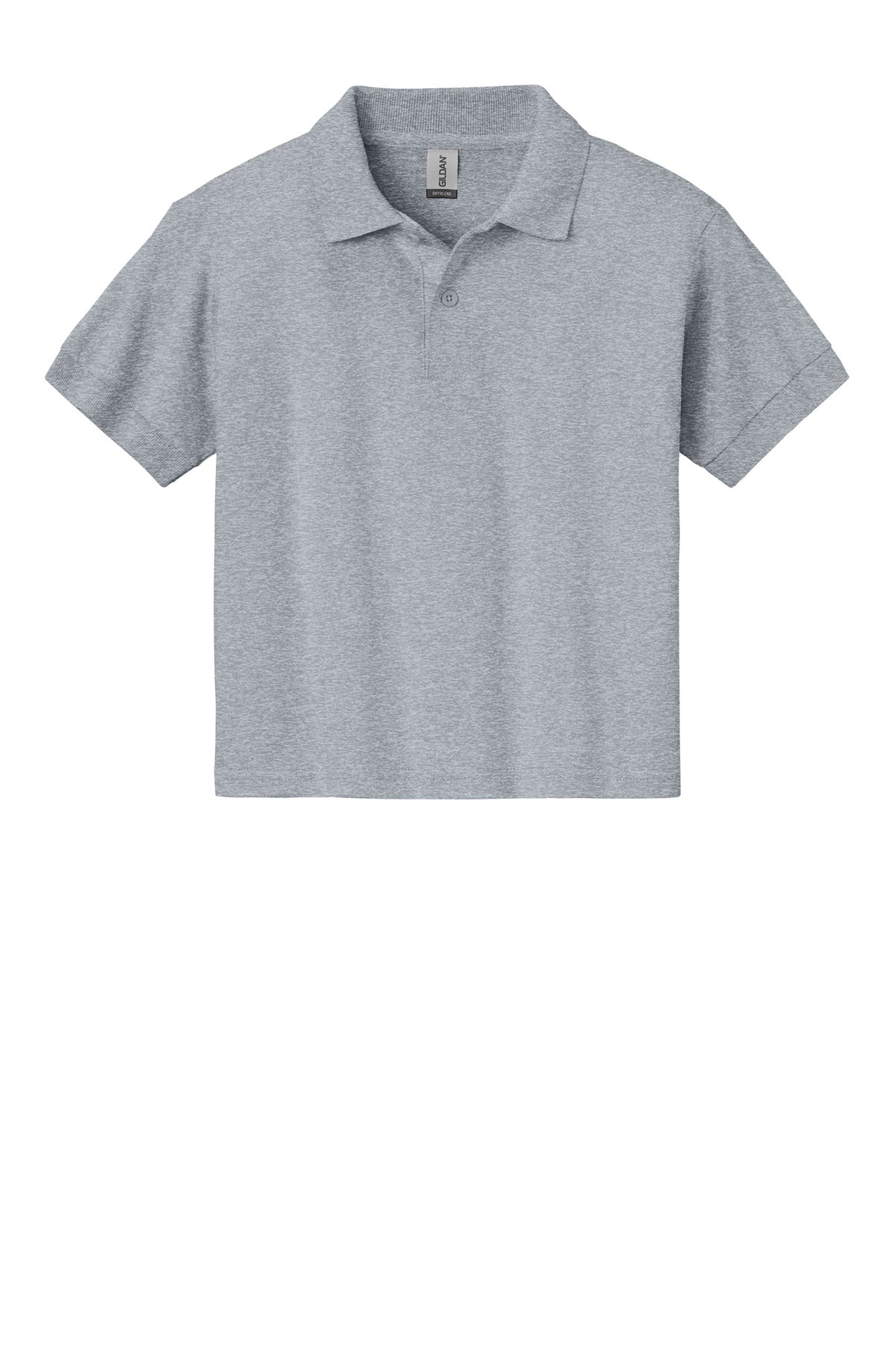 Front View of Sport Grey Gildan Youth DryBlend 6-Ounce Jersey Knit Sport Shirt. 8800B
