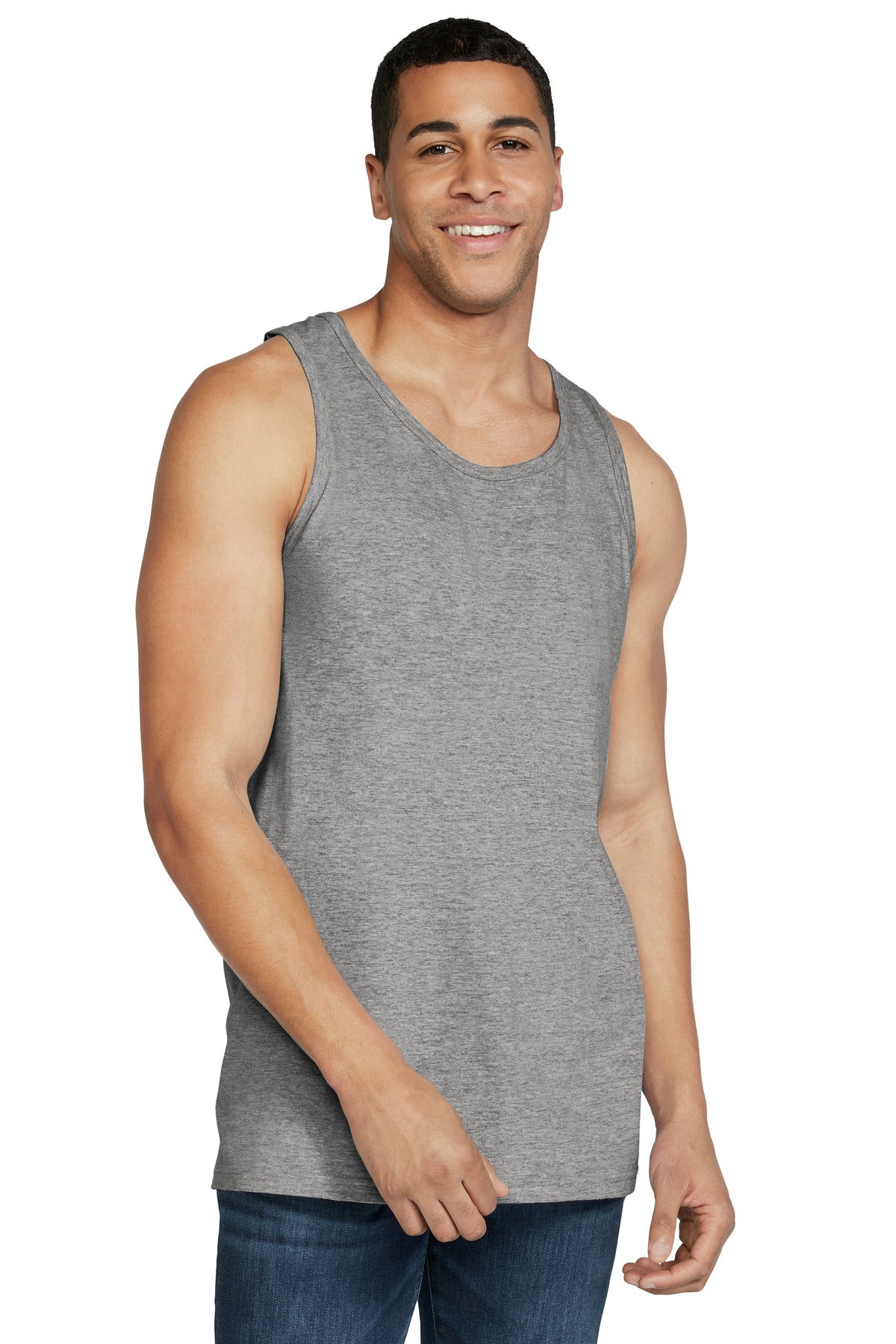 Front View of SportGrey Gildan Softstyle Tank Top 64200