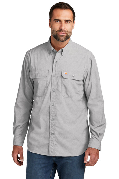 Front View of Steel Carhartt Force Solid Long Sleeve Shirt CT105291