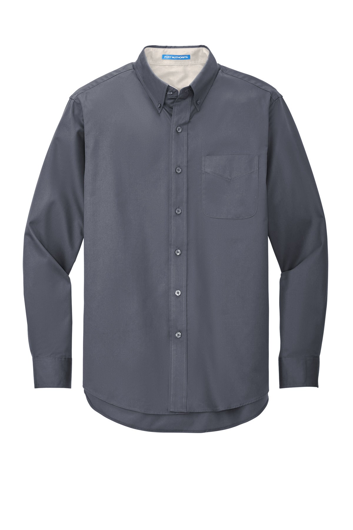 Front View of Steel Grey Port Authority Extended Size Long Sleeve Easy Care Shirt S608ES
