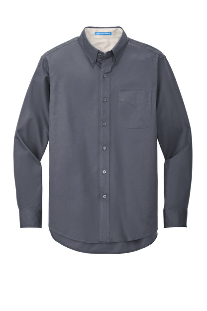 Front View of Steel Grey Port Authority Extended Size Long Sleeve Easy Care Shirt S608ES