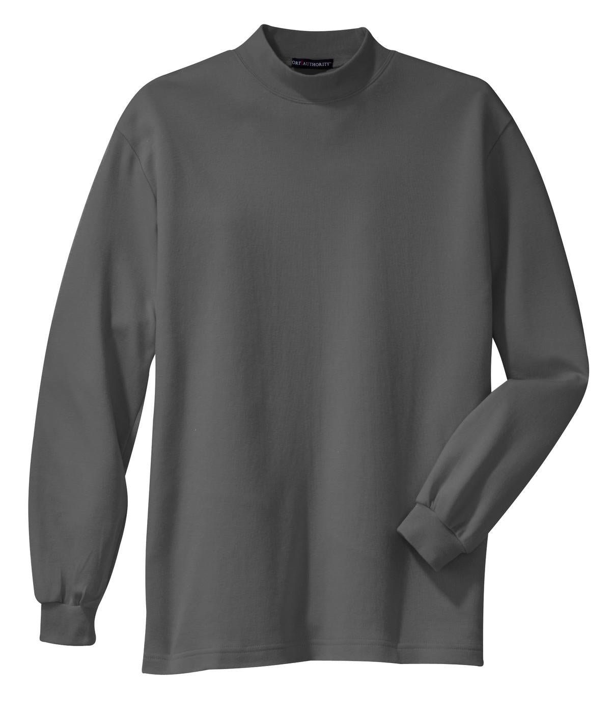 Front View of Steel Grey Port Authority Interlock Knit Mock Turtleneck. K321