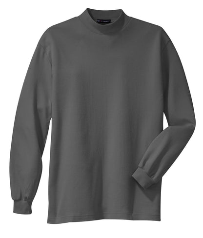 Front View of Steel Grey Port Authority Interlock Knit Mock Turtleneck. K321