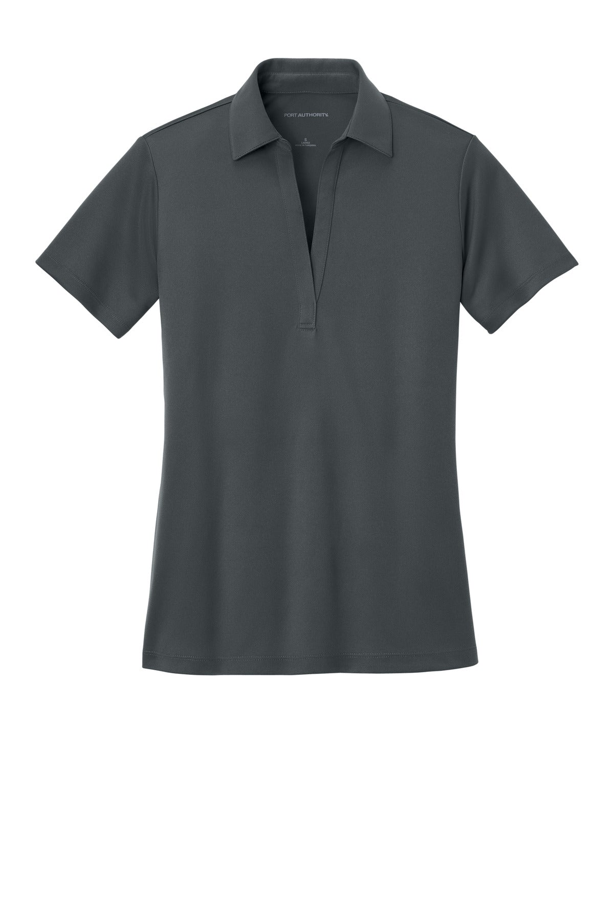 Front View of Steel Grey Port Authority Women's Silk Touch Performance Polo. L540