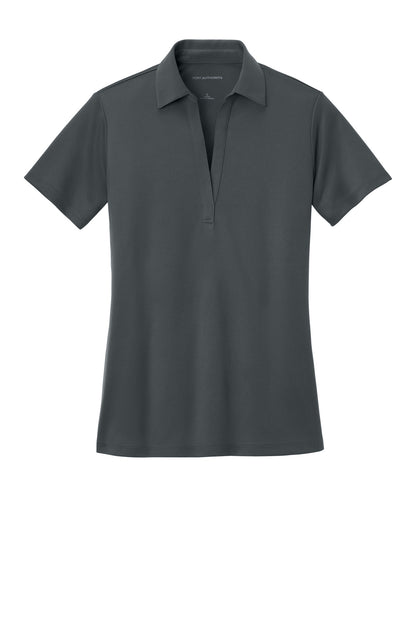 Front View of Steel Grey Port Authority Women's Silk Touch Performance Polo. L540