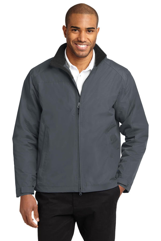 Front View of Steel Gy/Tr Bk Port Authority Challenger II Jacket. J354