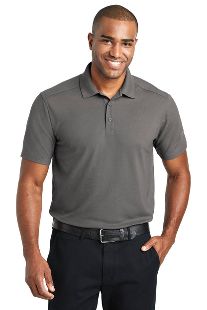Front View of Sterling Grey Port Authority EZPerformance Pique Polo. K600