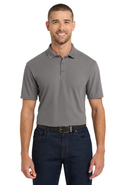 Front View of Sterling Grey Port Authority EZPerformance Pique Polo. K600