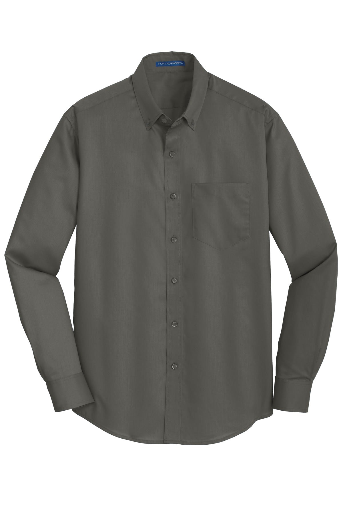 Front View of Sterling Grey Port Authority Tall SuperPro Twill Shirt. TS663