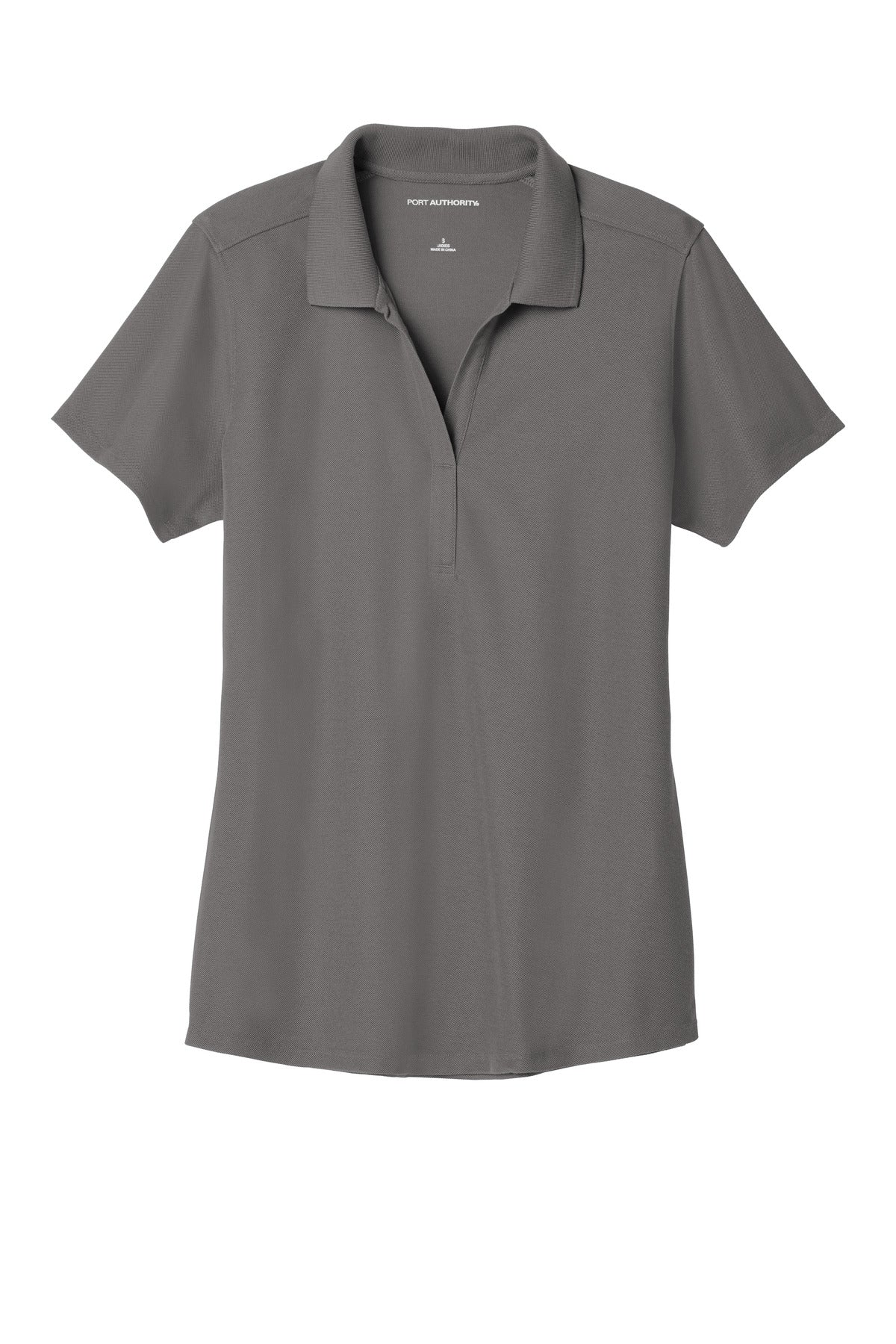 Front View of Sterling Grey Port Authority Women's EZPerformance Pique Polo. LK600
