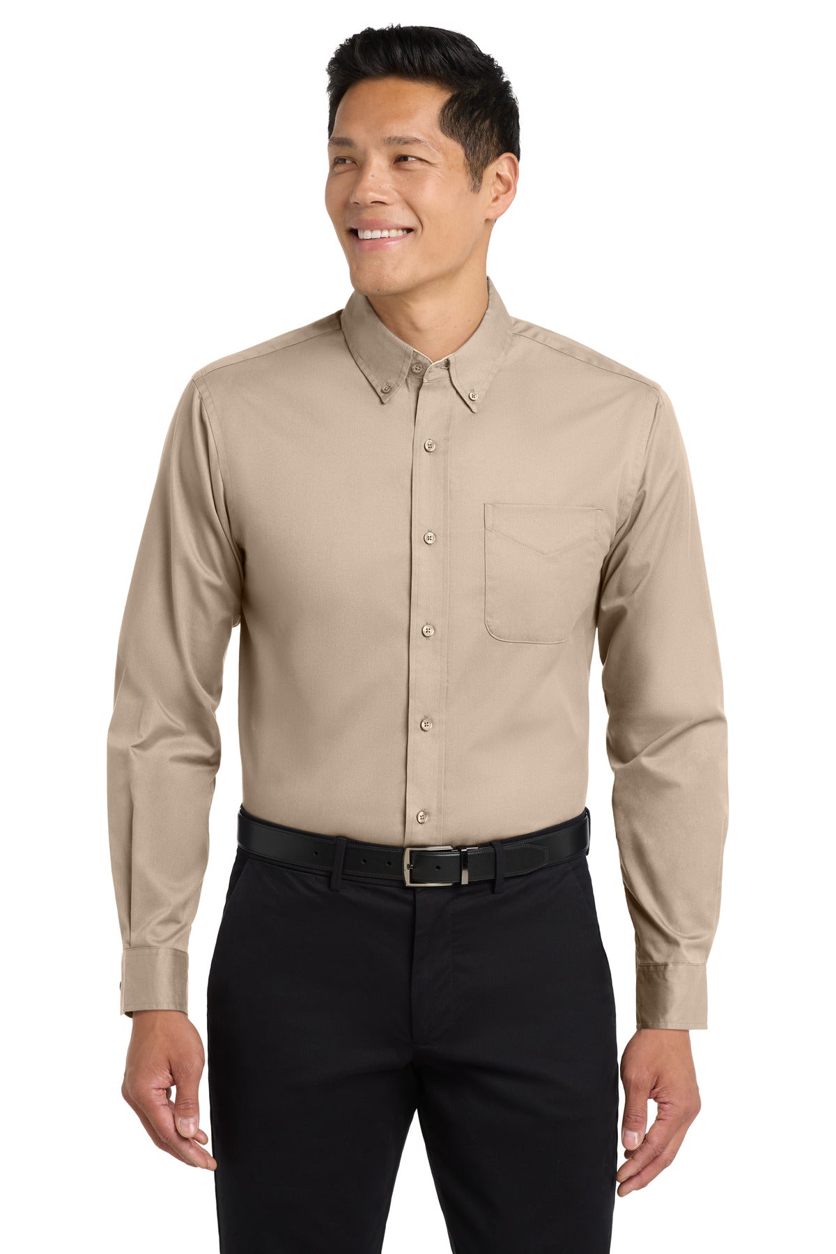 Front View of Stone Port Authority Extended Size Long Sleeve Easy Care Shirt S608ES