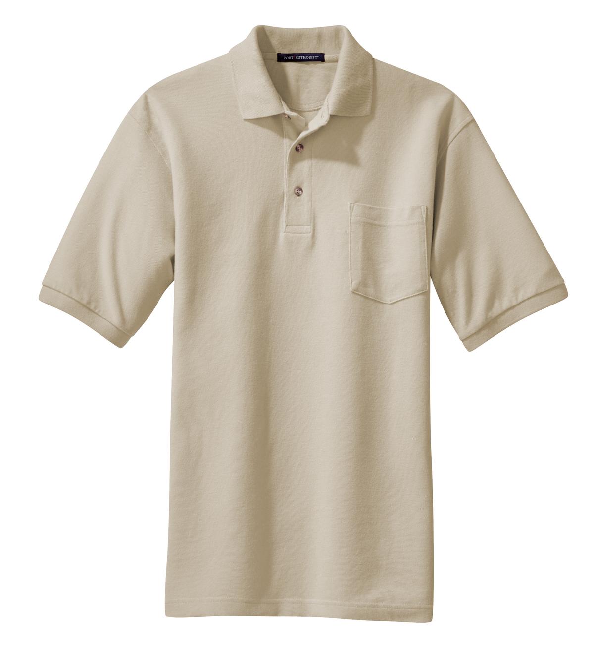 Front View of Stone Port Authority Heavyweight Cotton Pique Polo with Pocket. K420P