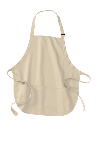 Front View of Stone Port Authority Medium-Length Apron with Pouch Pockets. A510