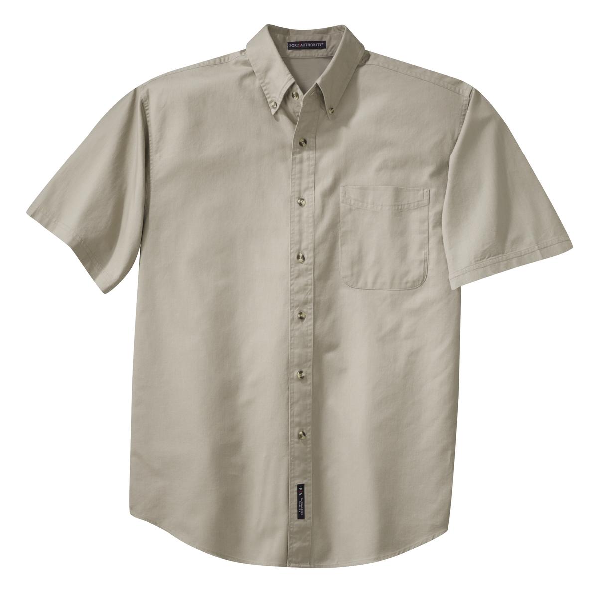 Front View of Stone Port Authority Short Sleeve Twill Shirt. S500T