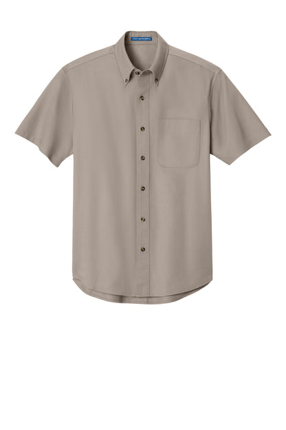 Front View of Stone Port Authority Short Sleeve Twill Shirt. S500T