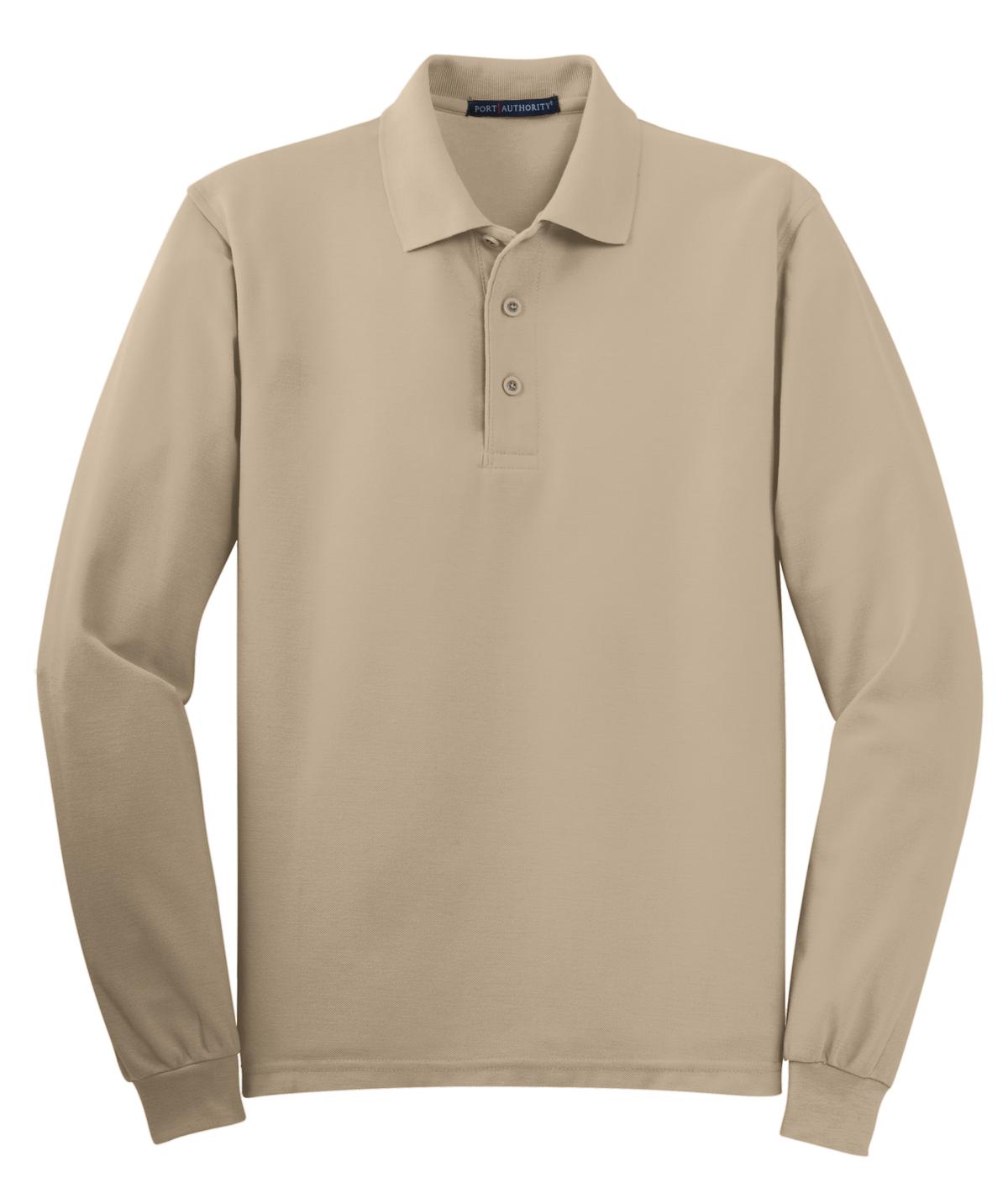 Front View of Stone Port Authority Silk Touch Long Sleeve Polo. K500LS