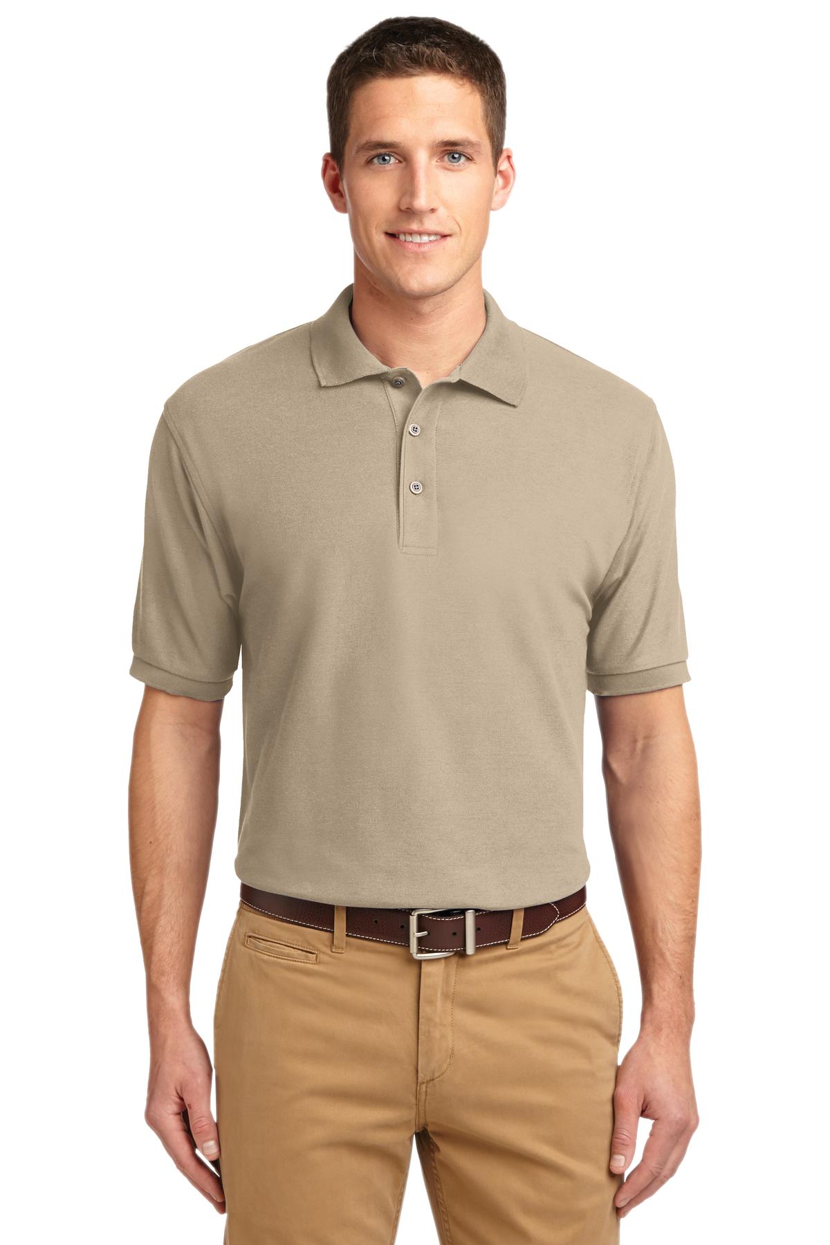 Front View of Stone Port Authority Tall Silk Touch Polo. TLK500
