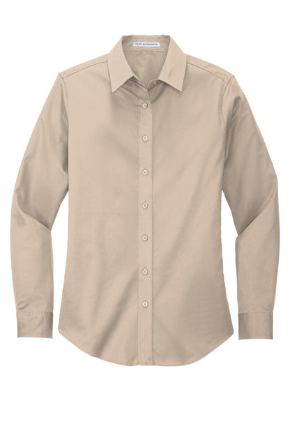 Front View of Stone Port Authority Women's Long Sleeve Easy Care Shirt. L608