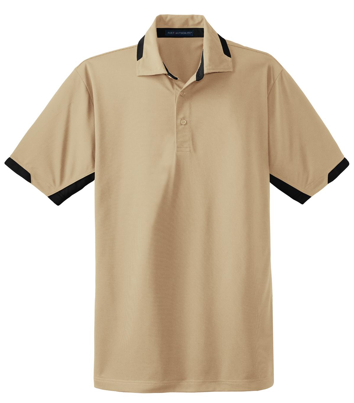 Front View of Stone/Black Port Authority Dry Zone Colorblock Ottoman Polo. K524