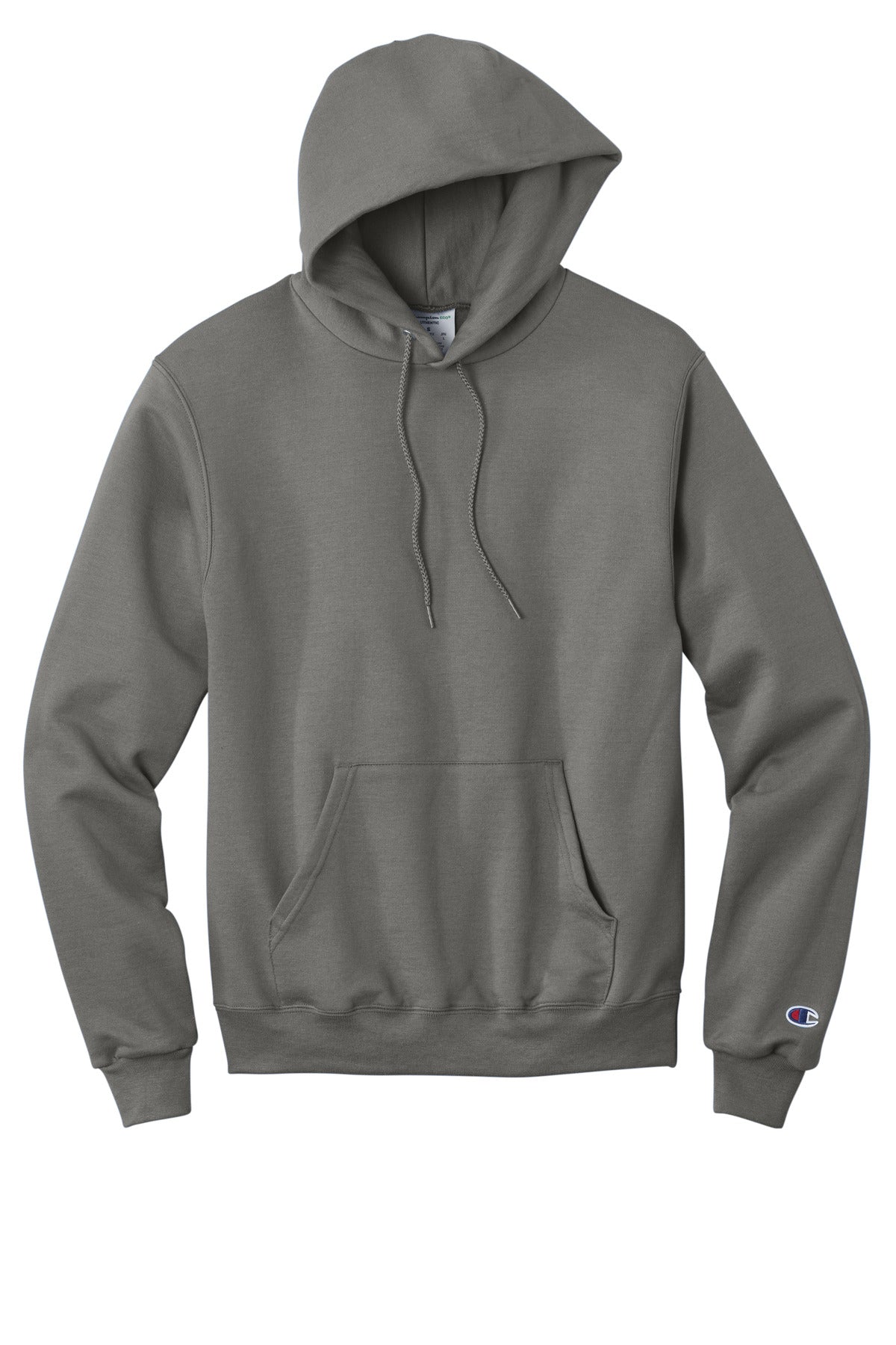 Front View of StoneGray Champion Powerblend Pullover Hoodie. S700