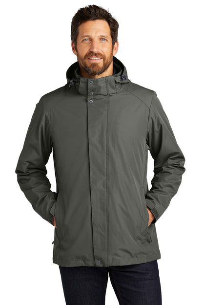Front View of StormGrey Port Authority All-Weather 3-in-1 Jacket J123