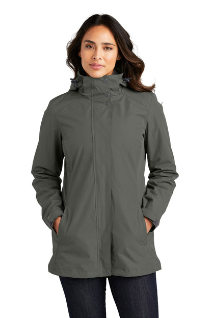 Front View of StormGrey Port Authority Women's All-Weather 3-in-1 Jacket L123
