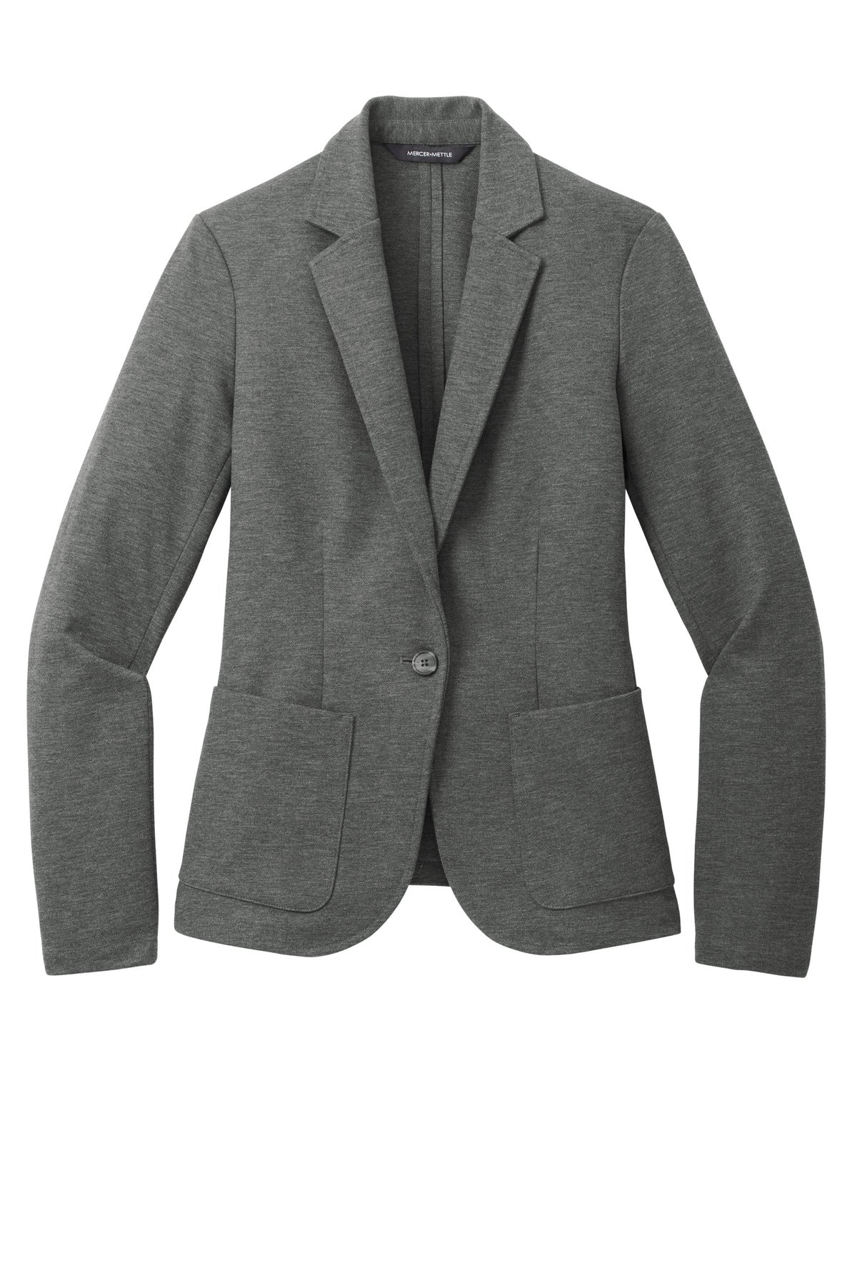 Front View of StrmGryHtr Mercer+Mettle Women's Relaxed Knit Blazer MM3031