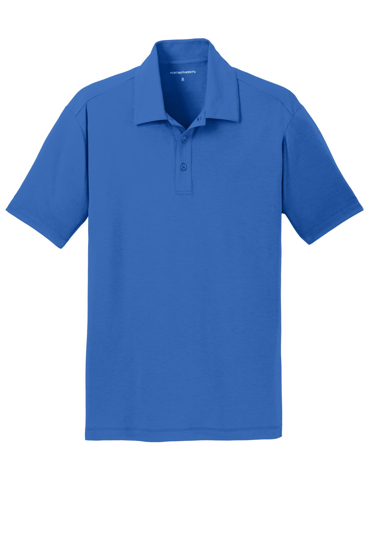 Front View of Strong Blue Port Authority Cotton Touch Performance Polo. K568