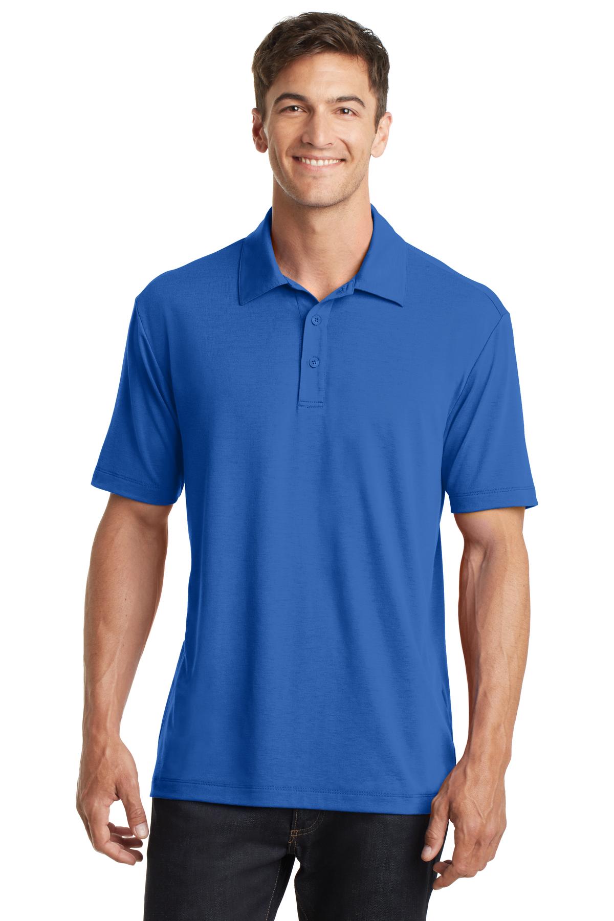 Front View of Strong Blue Port Authority Cotton Touch Performance Polo. K568