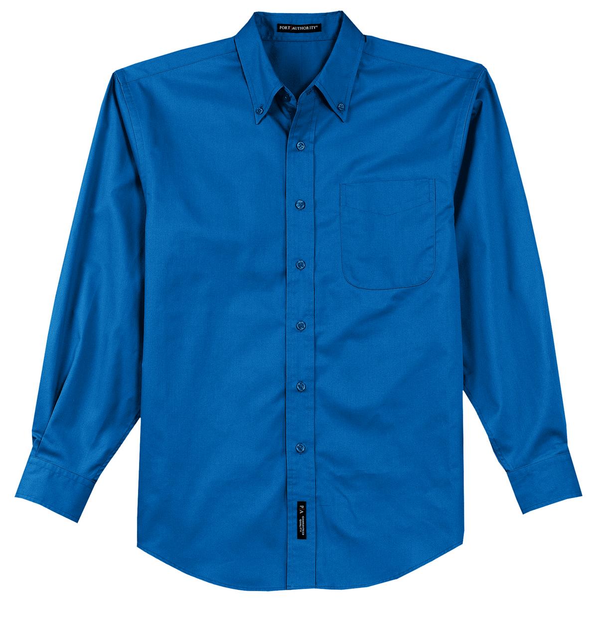 Front View of Strong Blue Port Authority Extended Size Long Sleeve Easy Care Shirt S608ES