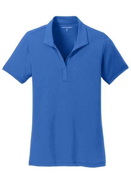 Front View of Strong Blue Port Authority Women's Cotton Touch Performance Polo. L568