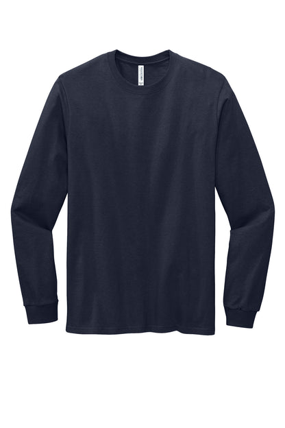 Front View of StrongNavy Volunteer Knitwear All-American Long Sleeve Tee VL100LS