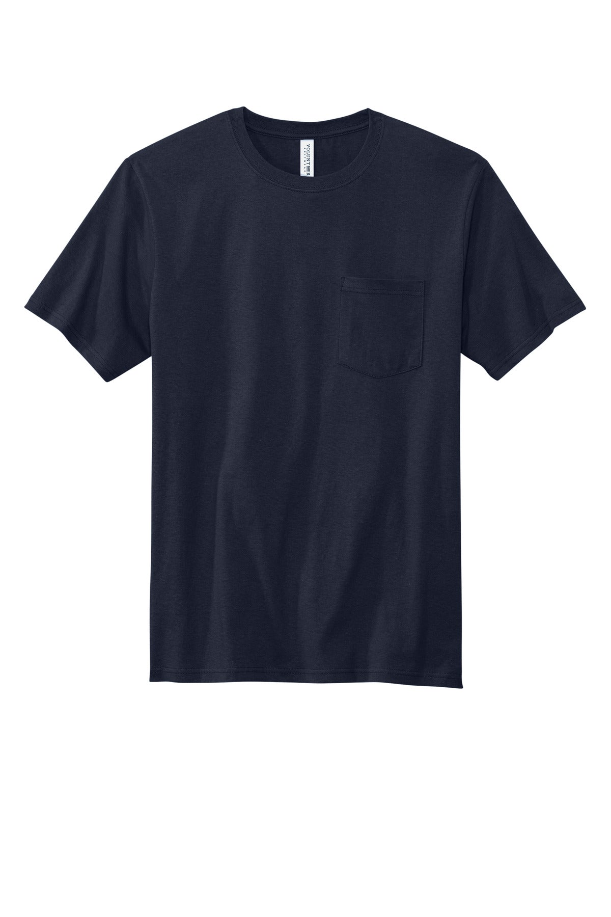 Front View of StrongNavy Volunteer Knitwear All-American Pocket Tee VL100P
