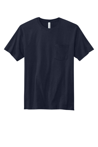 Front View of StrongNavy Volunteer Knitwear All-American Pocket Tee VL100P