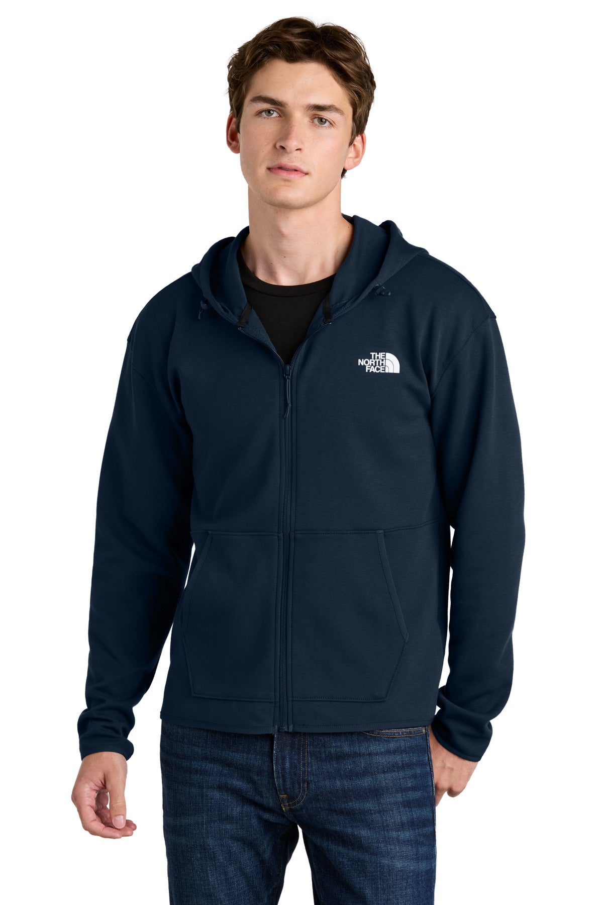 Front View of SummitNavy The North Face Double-Knit Full-Zip Hoodie NF0A8BUS