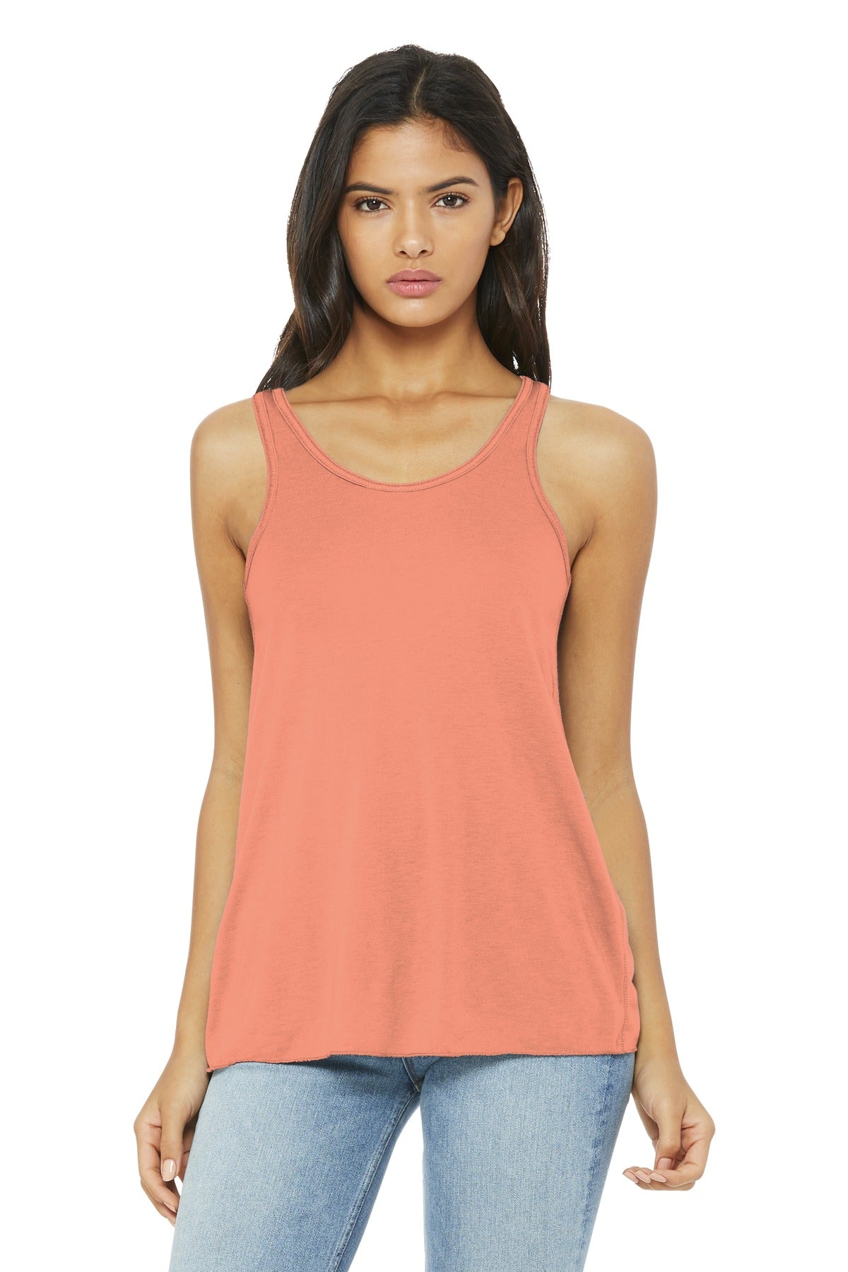 Front View of Sunset BELLA+CANVAS Women's Flowy Racerback Tank. BC8800