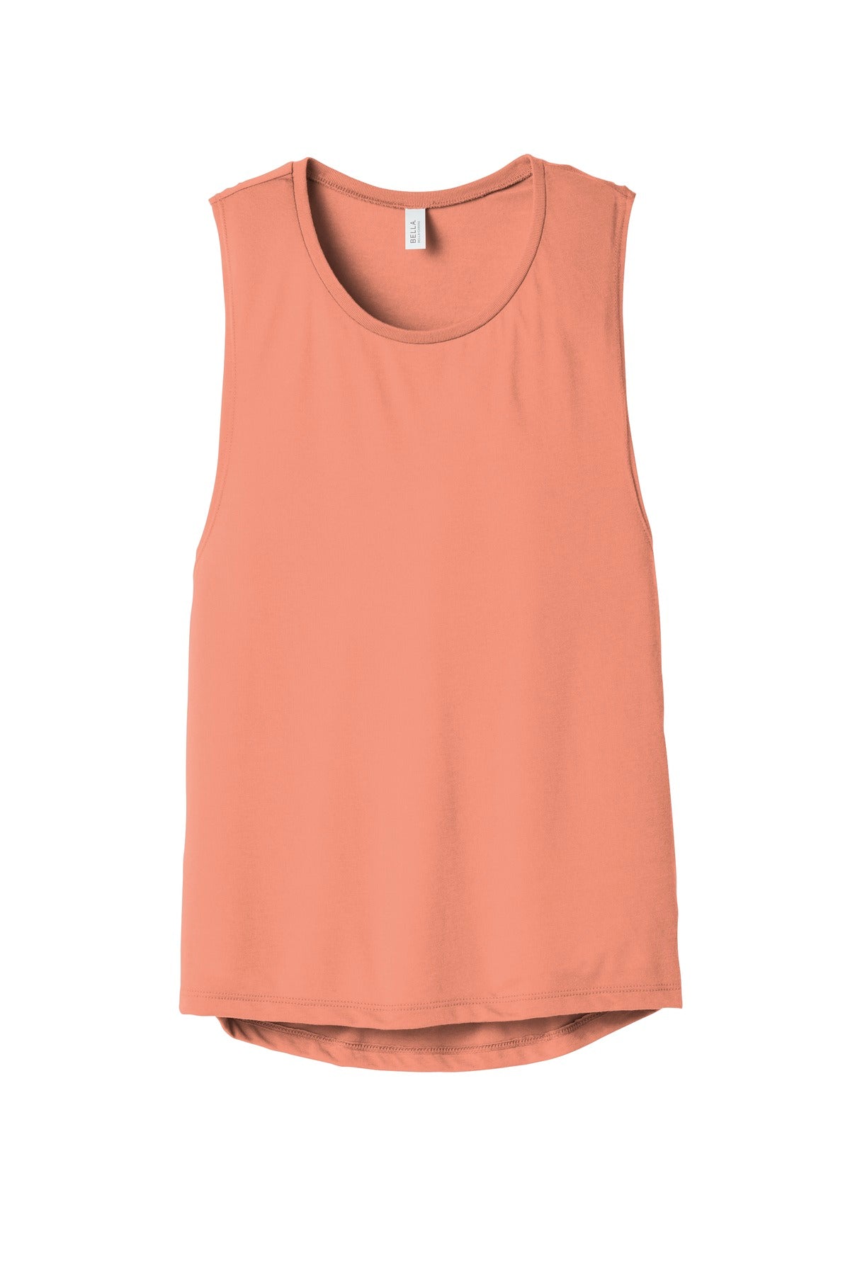 Front View of Sunset BELLA+CANVAS Women's Flowy Scoop Muscle Tank. BC8803