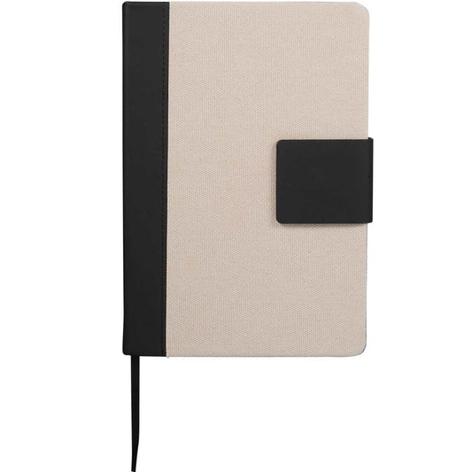 Front View of Tan 5.5" x 8.5" FSC® Recycled Canvas Bound Notebook plain