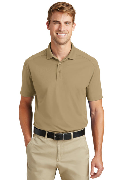 Front View of Tan CornerStone Select Lightweight Snag-Proof Polo. CS418