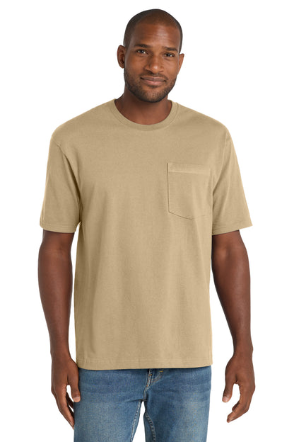 Front View of Tan CornerStone Workwear Pocket Tee CS430