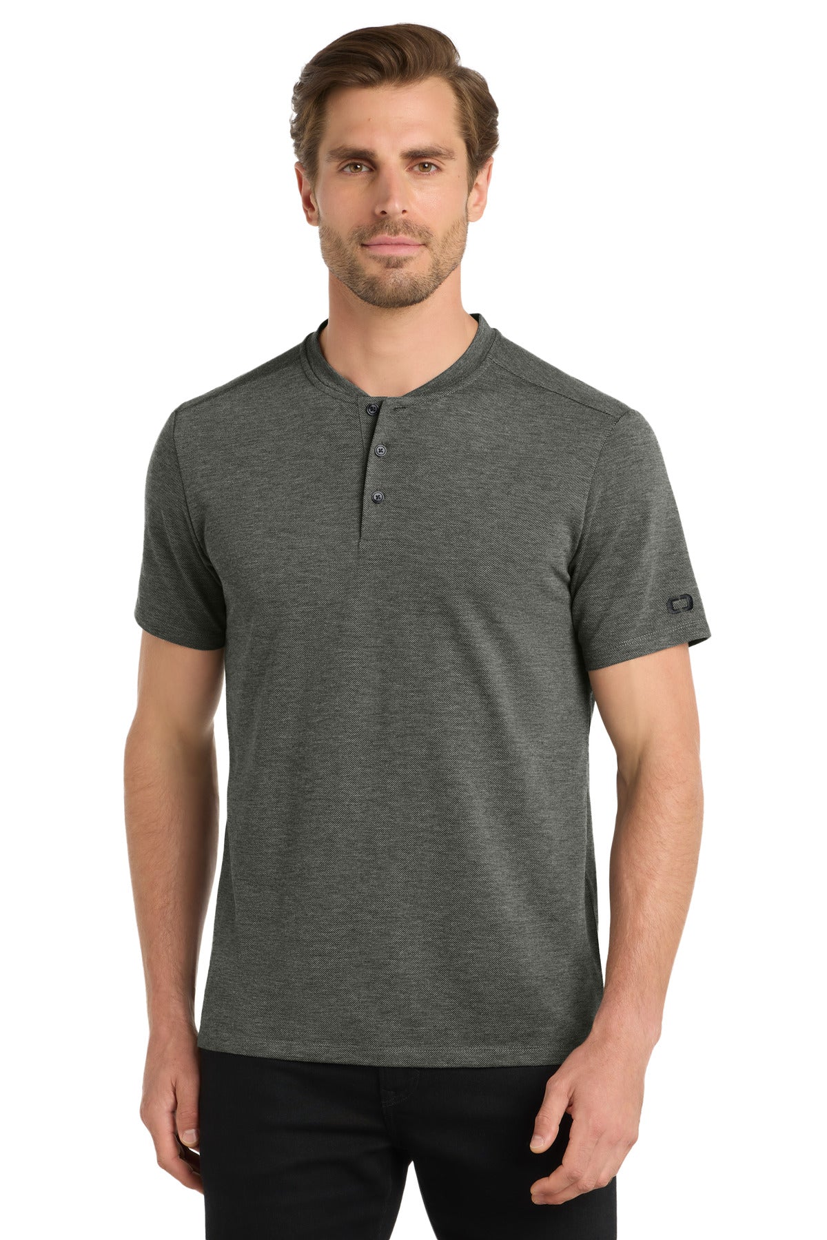 Front View of TarmacGrey OGIO Evolution Henley OG148
