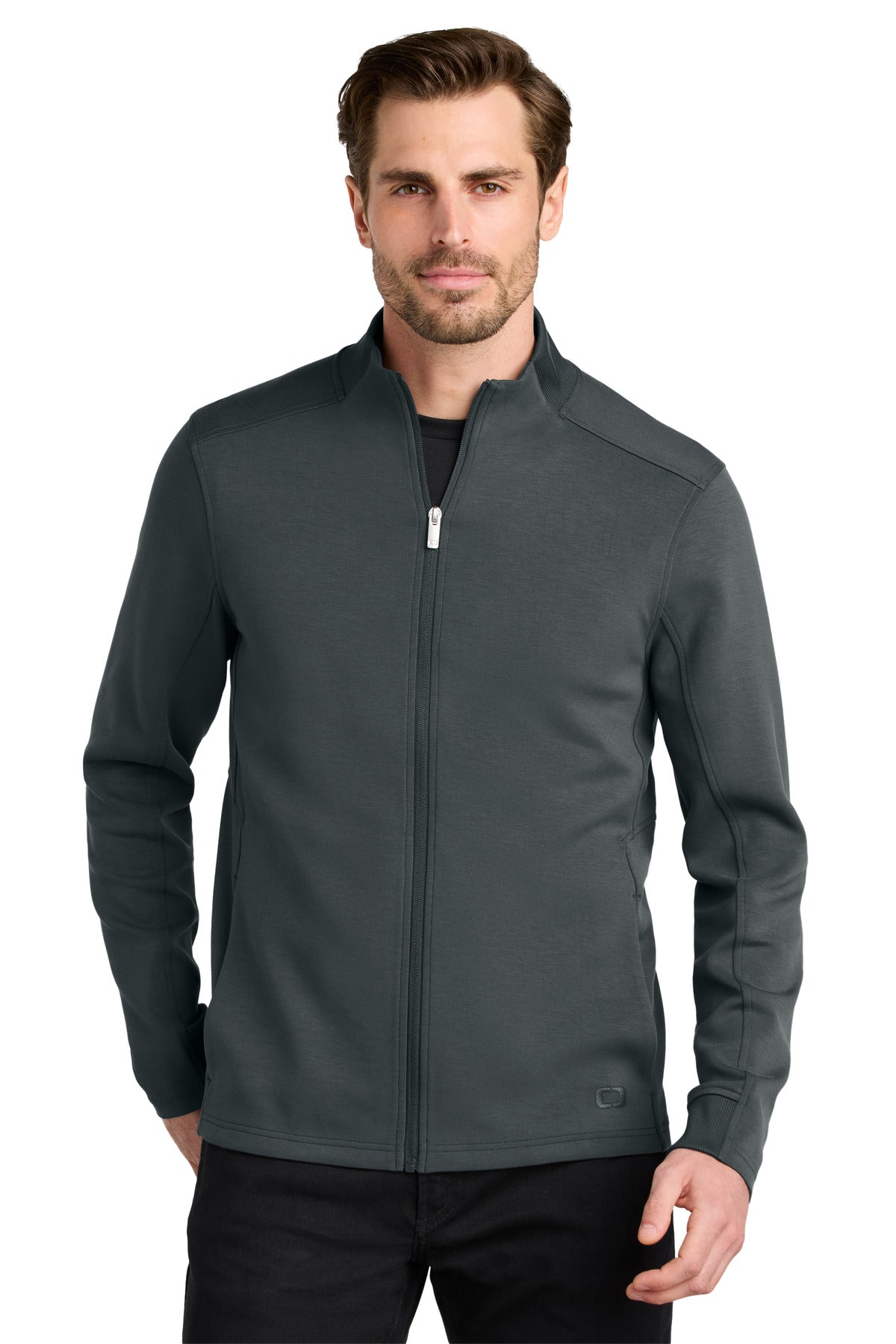 Front View of TarmacGrey OGIO Transcend Full-Zip OG860