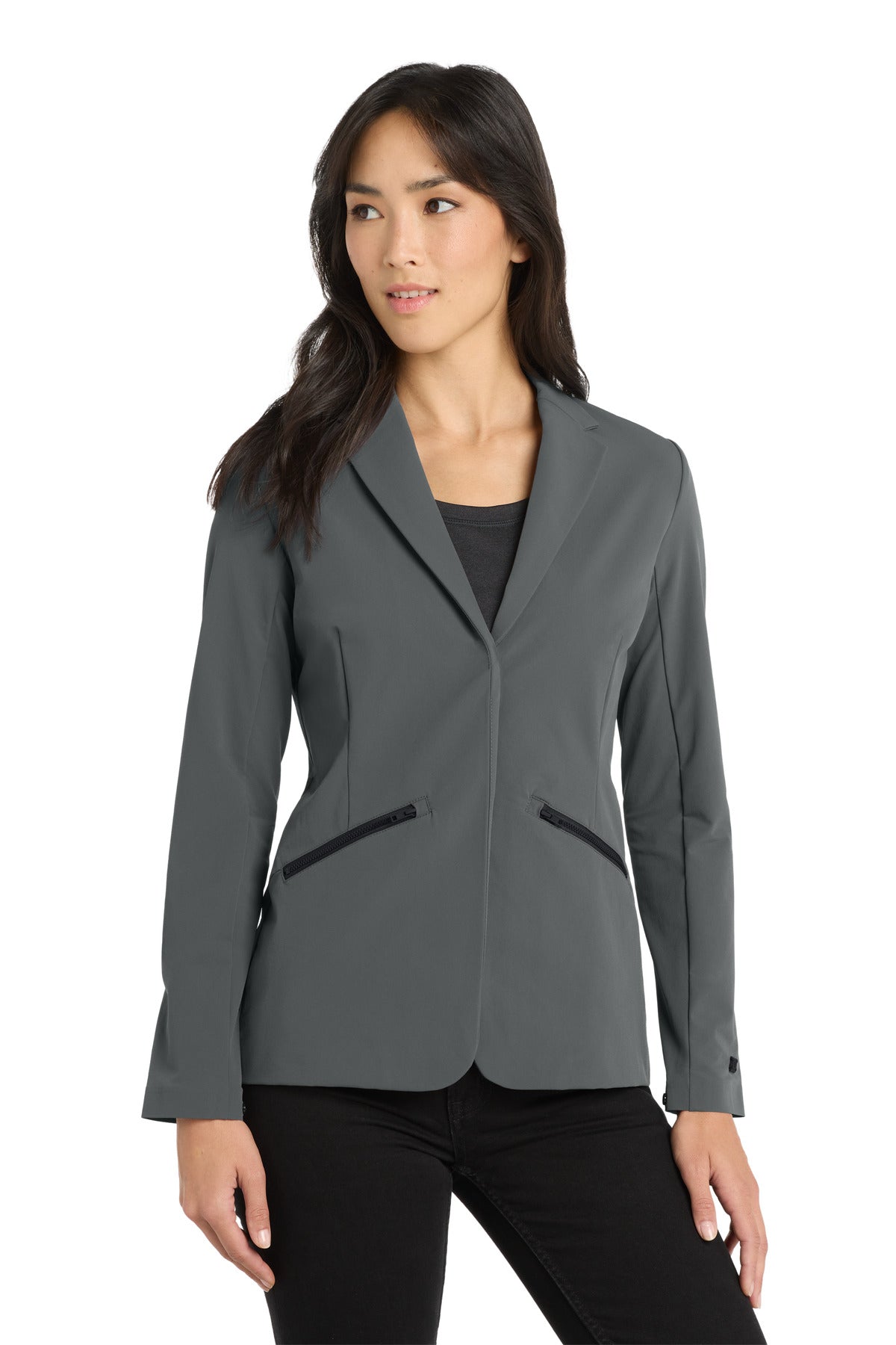 Front View of TarmacGrey OGIO Women's Fusion Blazer LOG824