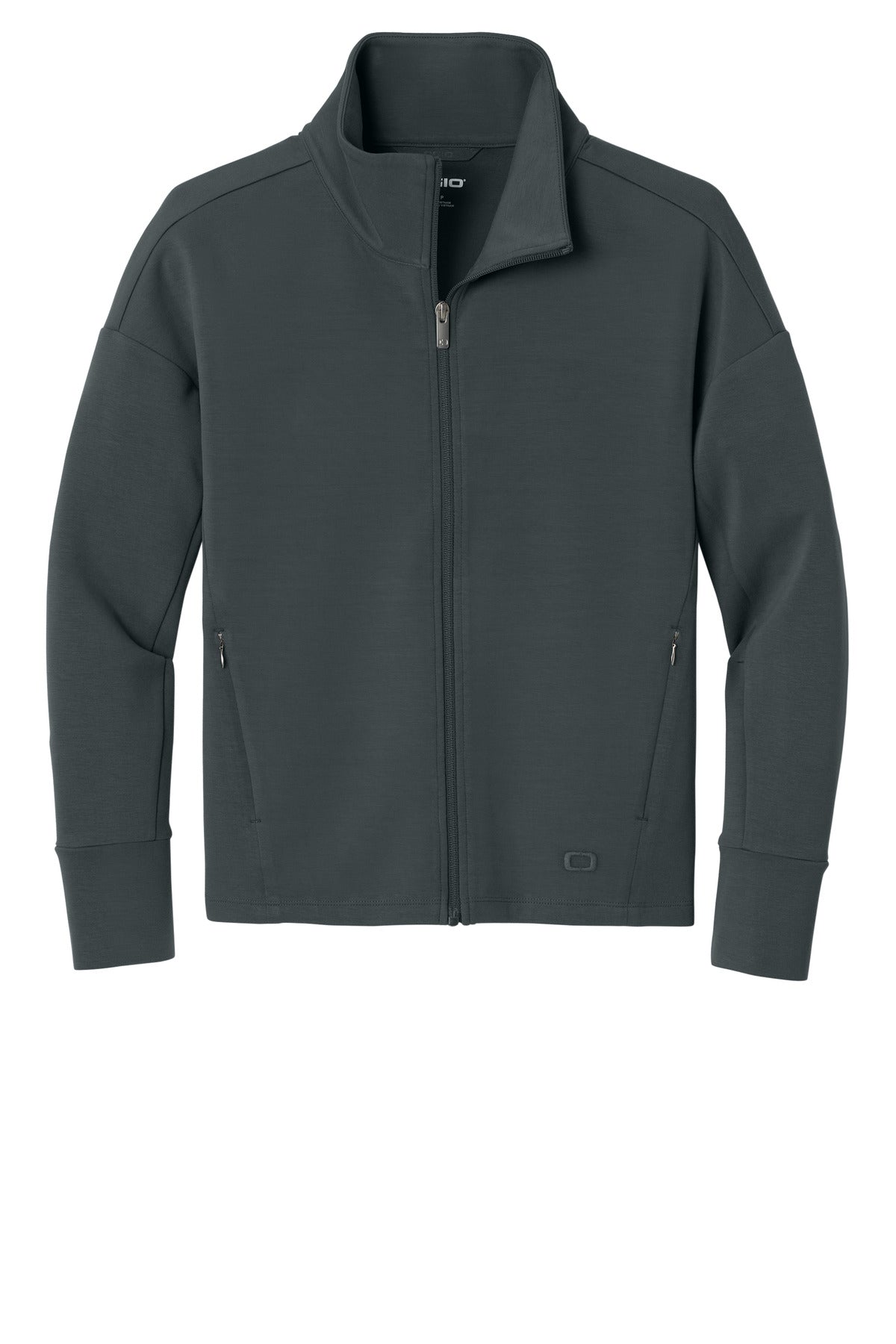 Front View of TarmacGrey OGIO Women's Transcend Full-Zip LOG860