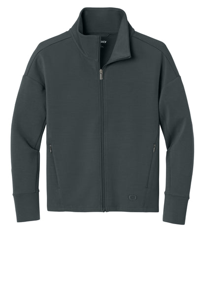 Front View of TarmacGrey OGIO Women's Transcend Full-Zip LOG860