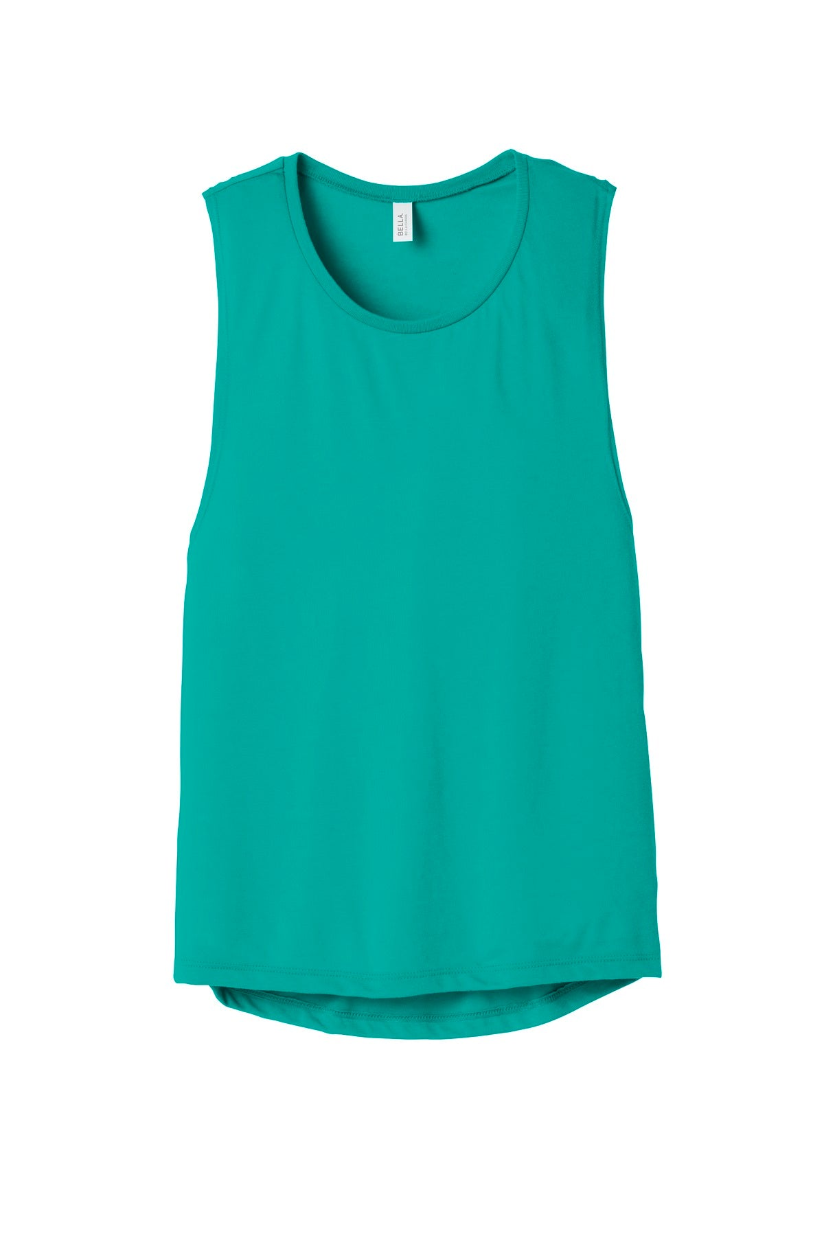 Front View of Teal BELLA+CANVAS Women's Flowy Scoop Muscle Tank. BC8803