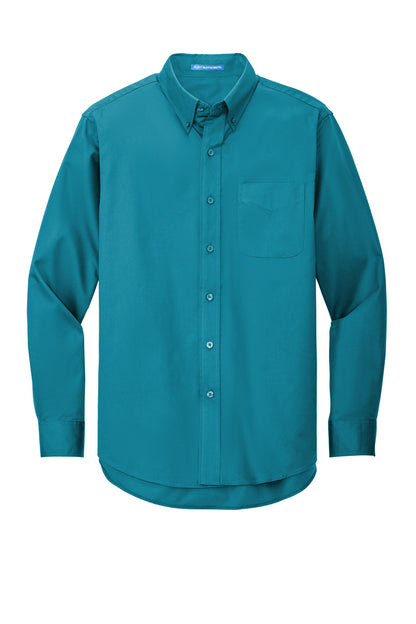 Front View of Teal Green Port Authority Extended Size Long Sleeve Easy Care Shirt S608ES