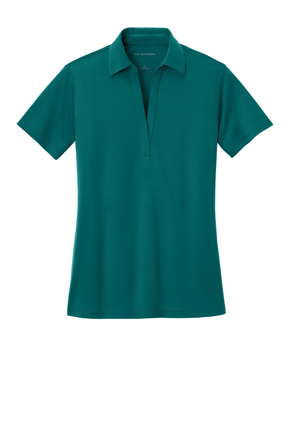 Front View of Teal Green Port Authority Women's Silk Touch Performance Polo. L540
